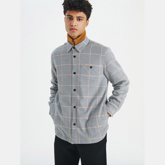 Aigle The Fleece-lined Check Shirts Men Grey ZA-78239